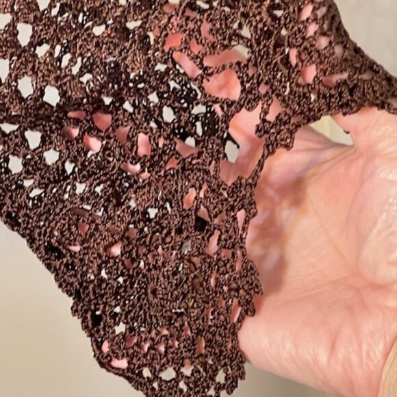 Vintage Y2k Fairy Cottagecore Crochet Knit Brown Open Cardigan OS - Picture 5 of 11